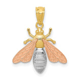 14k Two-tone with White Rhodium Polished Bee Pendant K5989