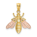 14k Two-tone with White Rhodium Polished Bee Pendant K5989