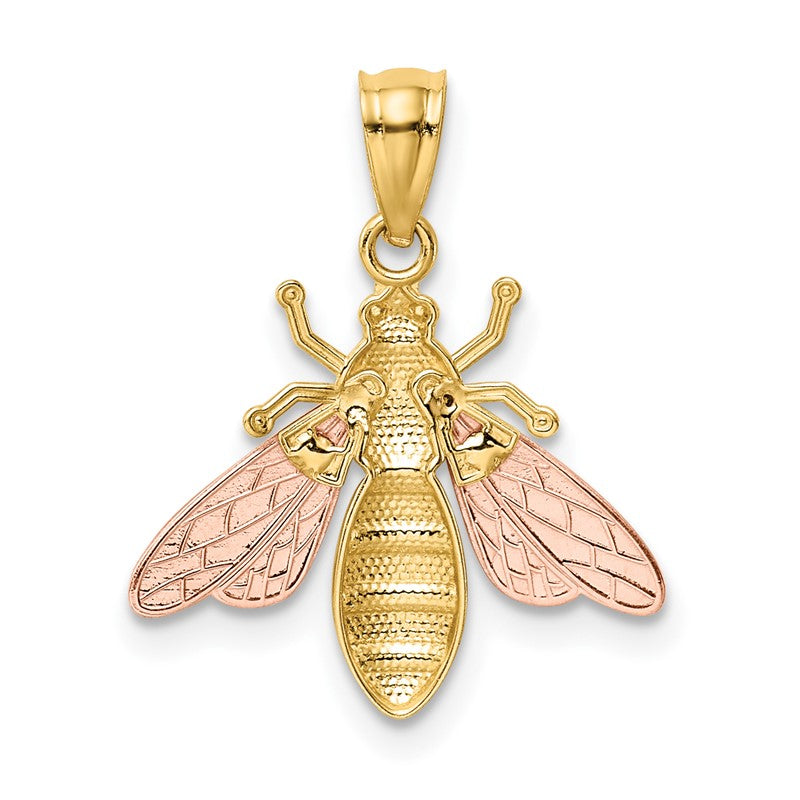 14k Two-tone with White Rhodium Polished Bee Pendant K5989
