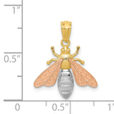 14k Two-tone with White Rhodium Polished Bee Pendant K5989