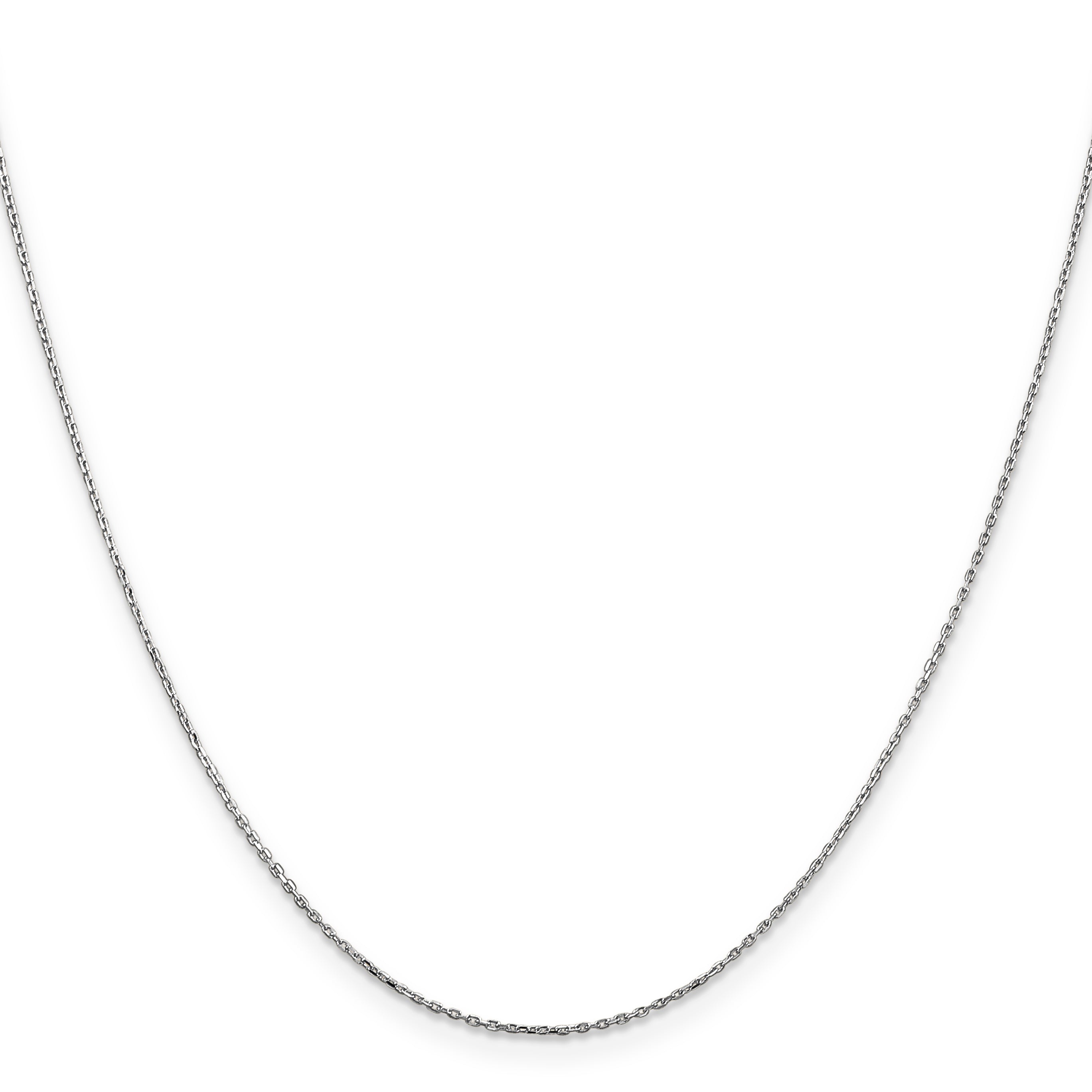 14K White Gold 14 inch .8mm Diamond-cut Cable with Lobster Clasp Chain PEN192L