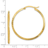 14K 2.00x38mm Polished Diamond-Cut Knife-Edge Tube Hoop Earrings TF1448
