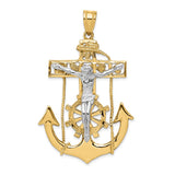 14k Two-tone Large Mariners Crucifix Pendant C1419