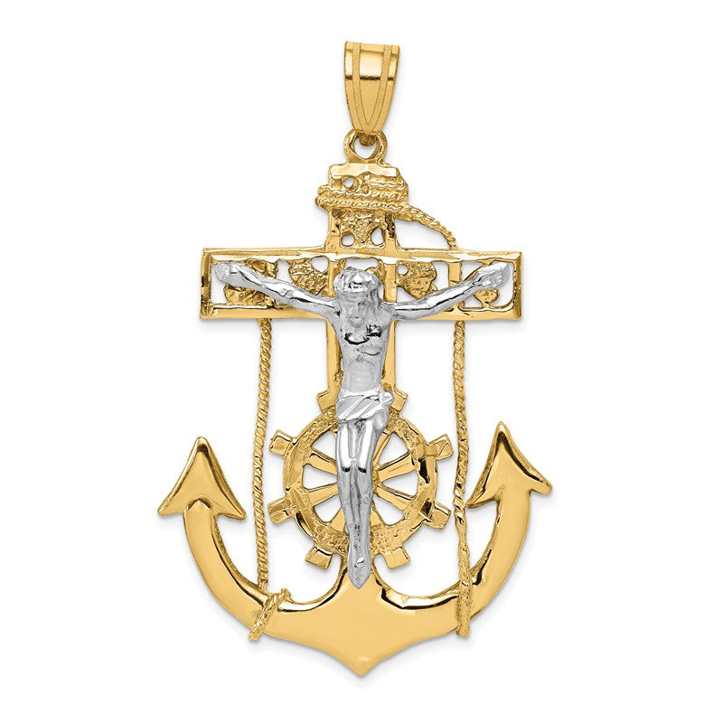 14k Two-tone Large Mariners Crucifix Pendant C1419