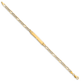 14k Polished with Rhodium Pav� Solid Chain/Solid Plate Figaro Link 25.5x5mm Plate 7 inch ID Bracelet FW100ID