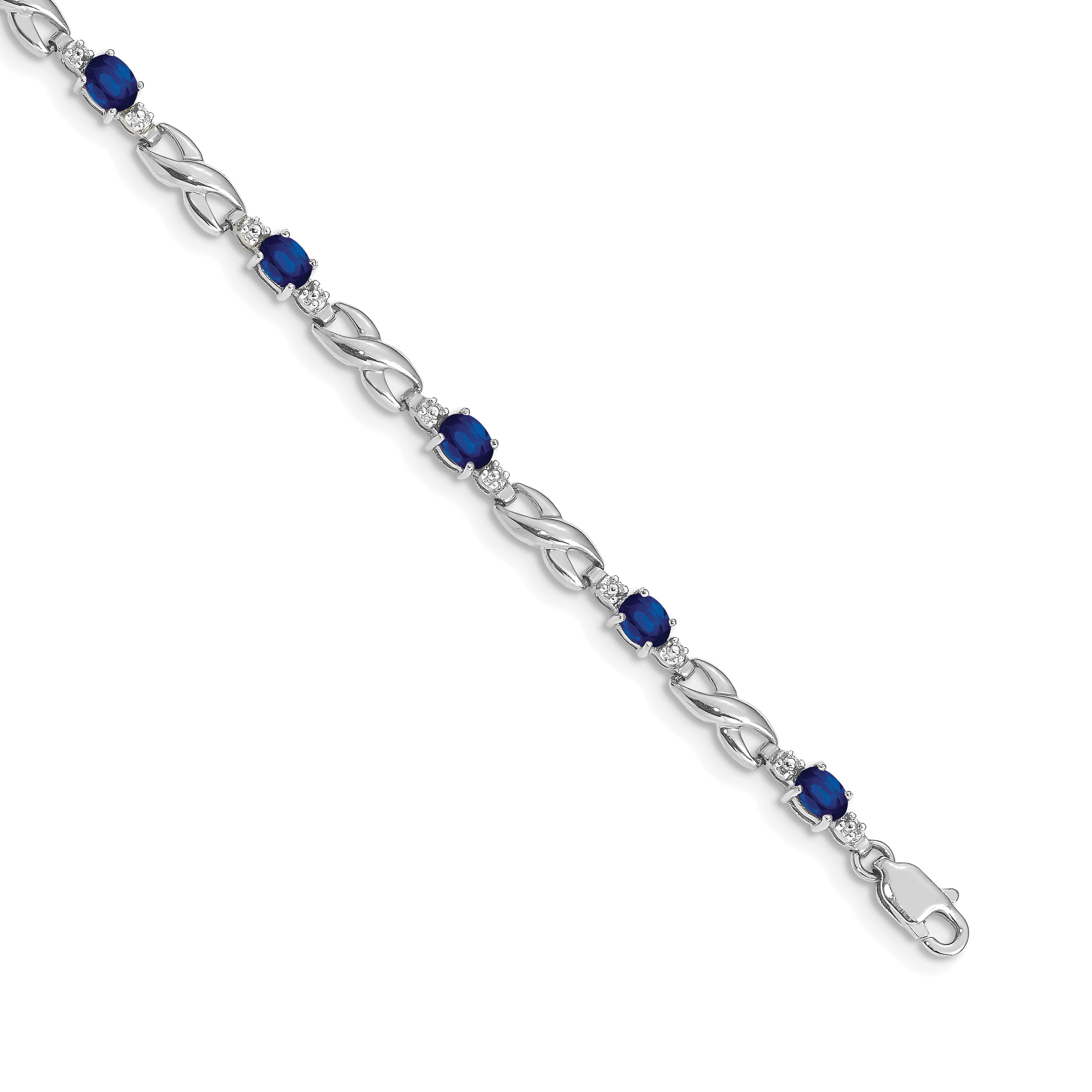 14k White Gold Complete Diamond and Oval Emerald Infinity Link 7.25 inch Bracelet BM4477