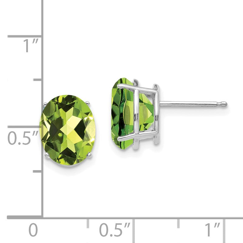 14k White Gold 10x8mm Oval Peridot Post Earrings XE90WPE
