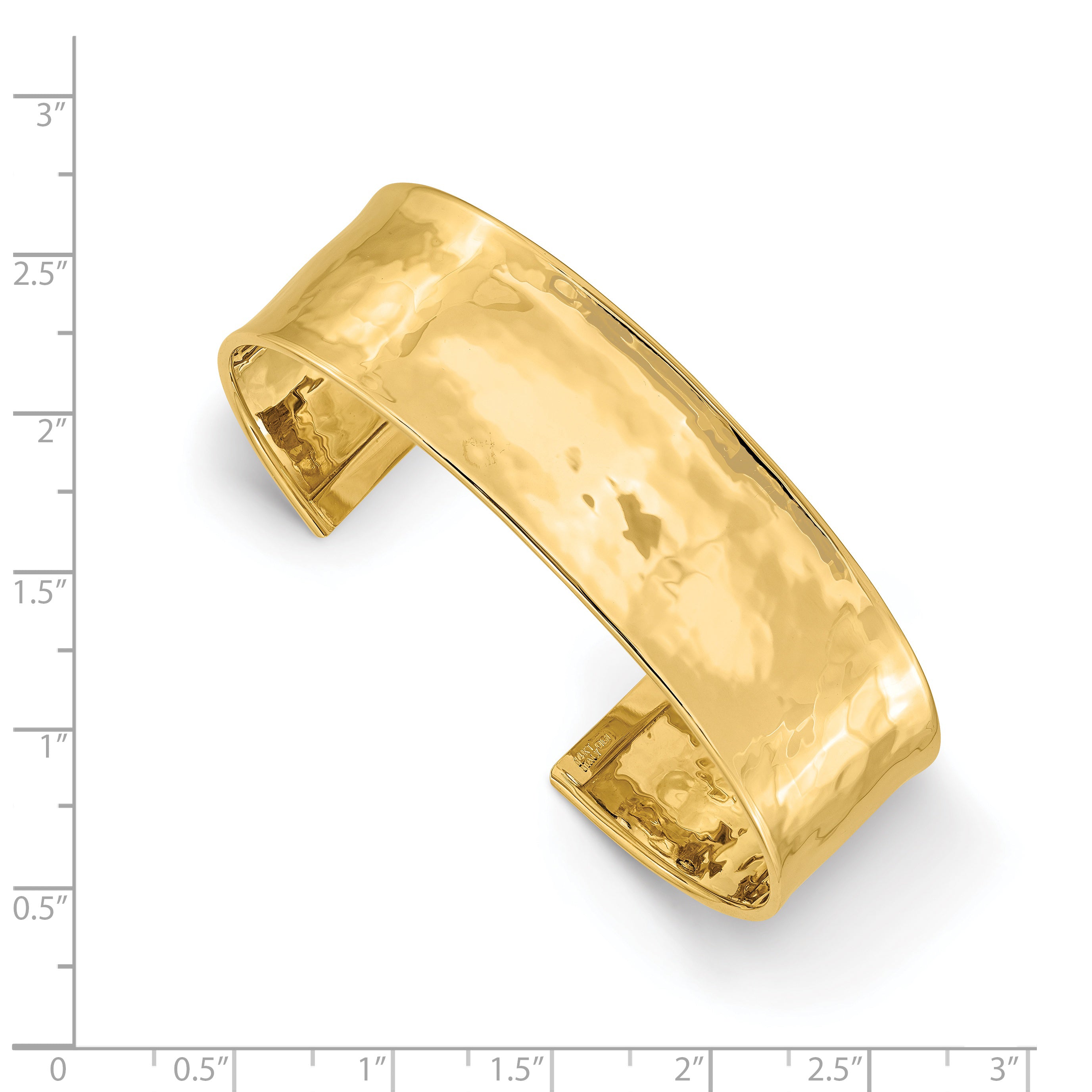 14k 19mm Hammered Polished Cuff Bangle Bracelet DB562