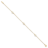 14k 5-6mm White Near-Round Freshwater Cultured Pearl 3-Station 7.25 inch Bracelet XF560