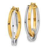 14k Two-tone Oval Loop Hoop Earrings YE1024