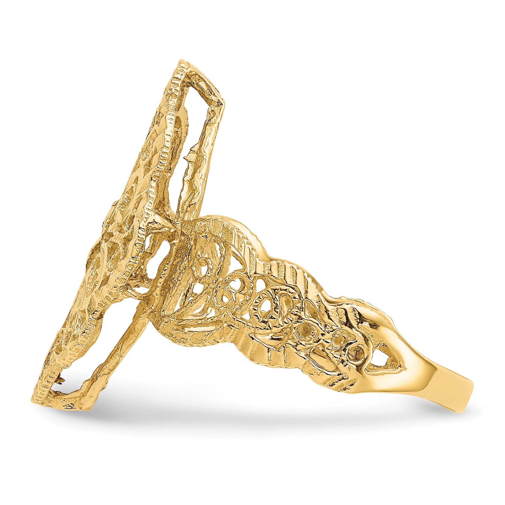 14K Diamond-cut Filigree Ring K3880