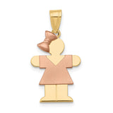14k Two-tone The Kids Small Girl with Bow on Left Engravable Hugs Charm XK220