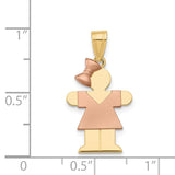 14k Two-tone The Kids Small Girl with Bow on Left Engravable Hugs Charm XK220