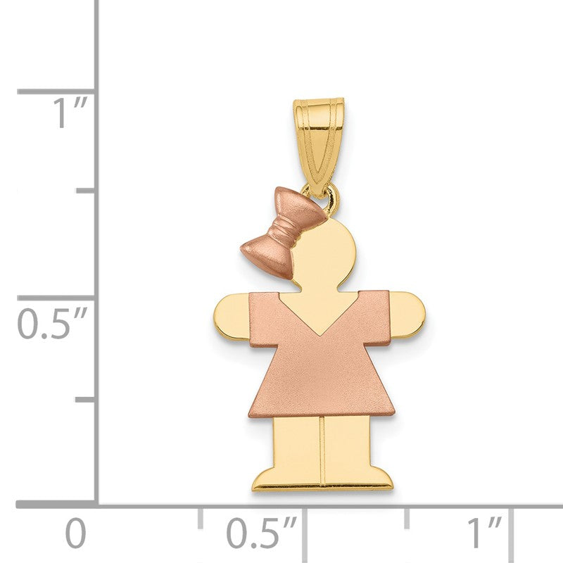 14k Two-tone The Kids Small Girl with Bow on Left Engravable Hugs Charm XK220