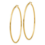 14k 2x65mm Polished Lightweight Tube Hoop Earrings T924L