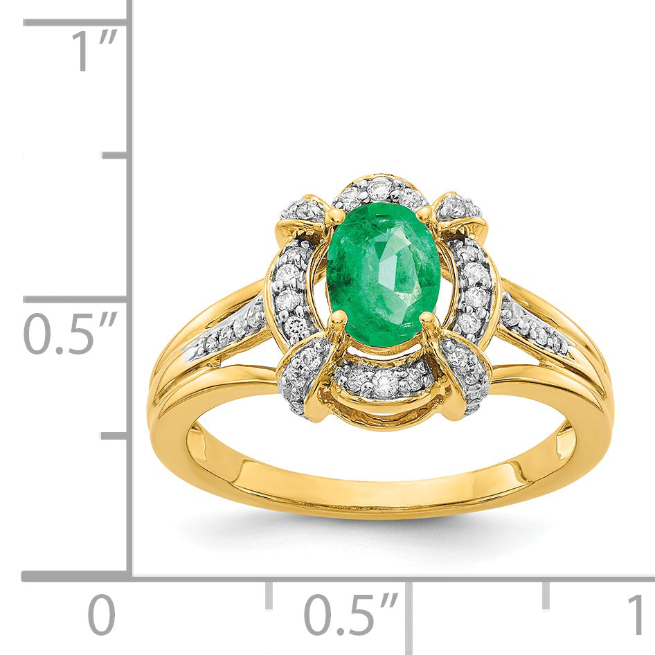 14k White Gold Diamond and Oval Emerald Ring RM5758