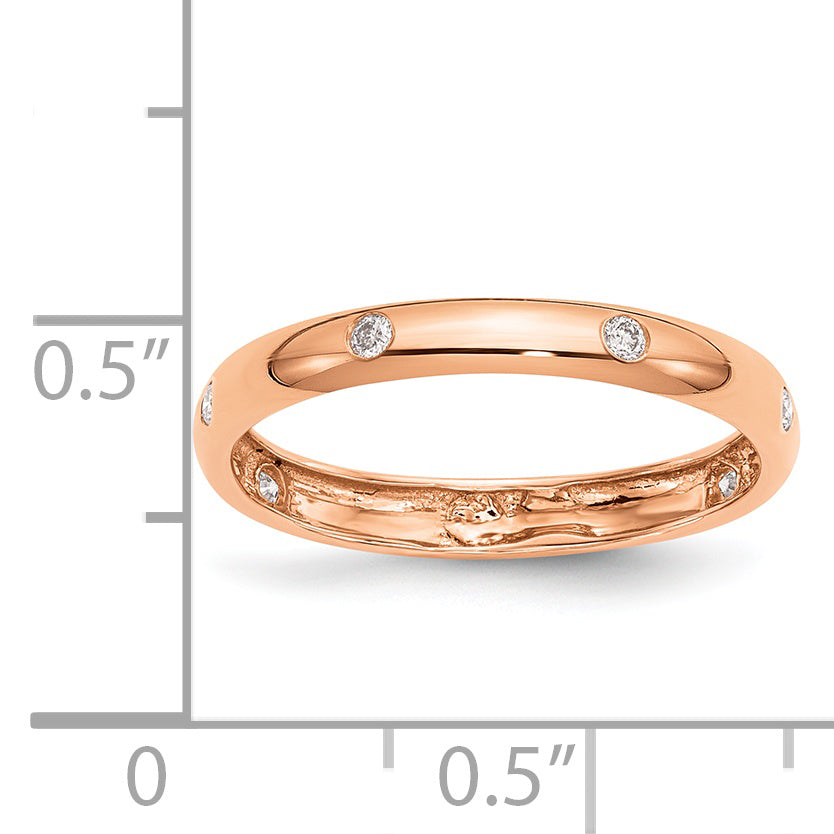 14k Rose Gold 3mm 6-stone 1/10 carat Diamond Band RM5621