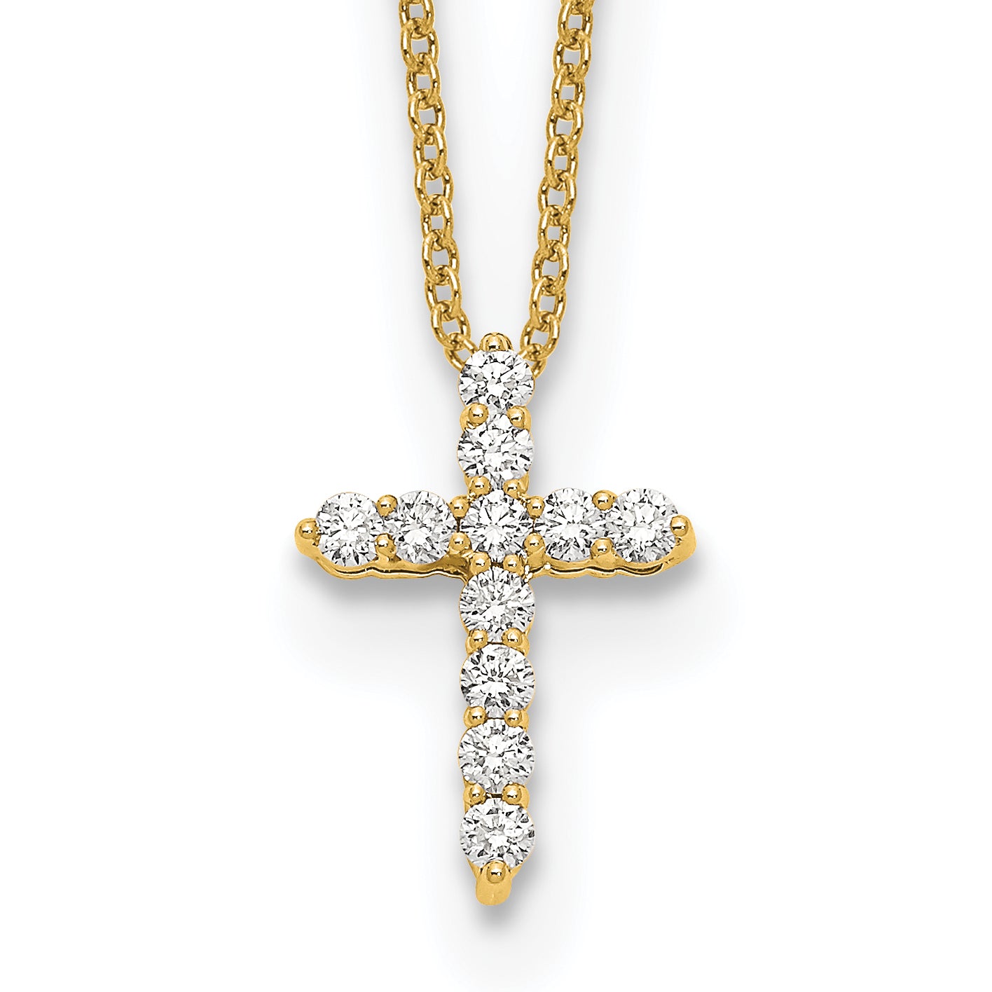 14k White Gold 1/4 carat Diamond Cross Pendant 18 inch Necklace PM1000