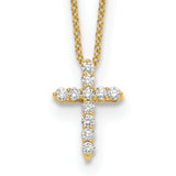 14k White Gold 1/4 carat Diamond Cross Pendant 18 inch Necklace PM1000