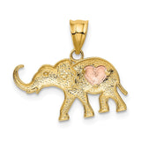 14k Yellow and Rose Gold Elephant with Heart Charm K4865