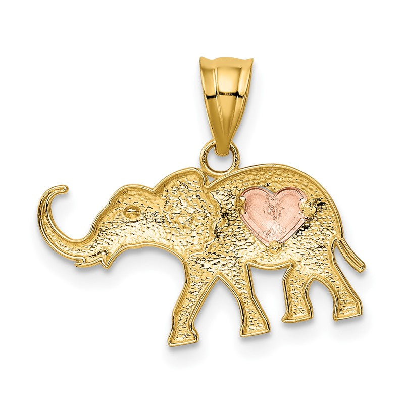 14k Yellow and Rose Gold Elephant with Heart Charm K4865