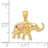 14k Yellow and Rose Gold Elephant with Heart Charm K4865