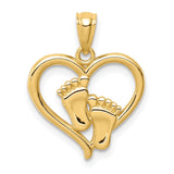 14K Baby Feet in Heart Pendant C4671