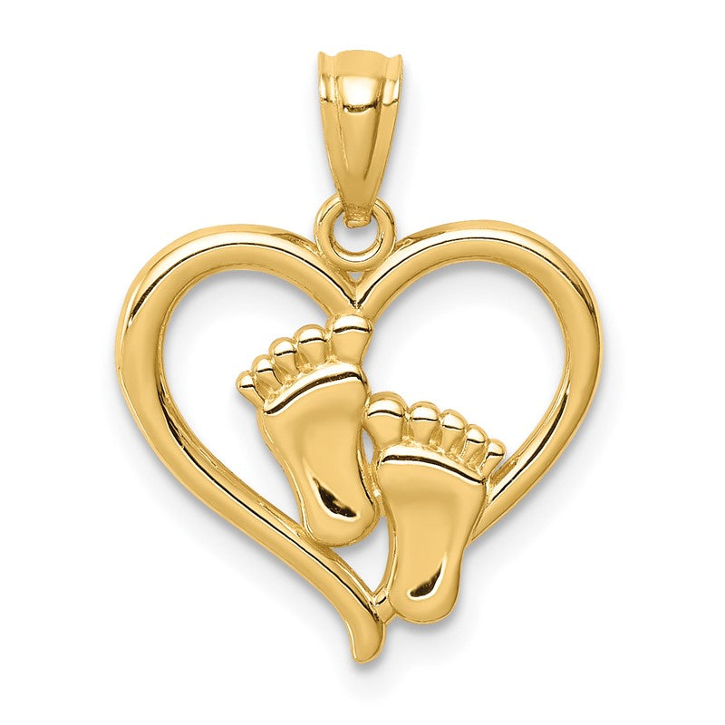 14K Baby Feet in Heart Pendant C4671