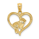 14K Baby Feet in Heart Pendant C4671
