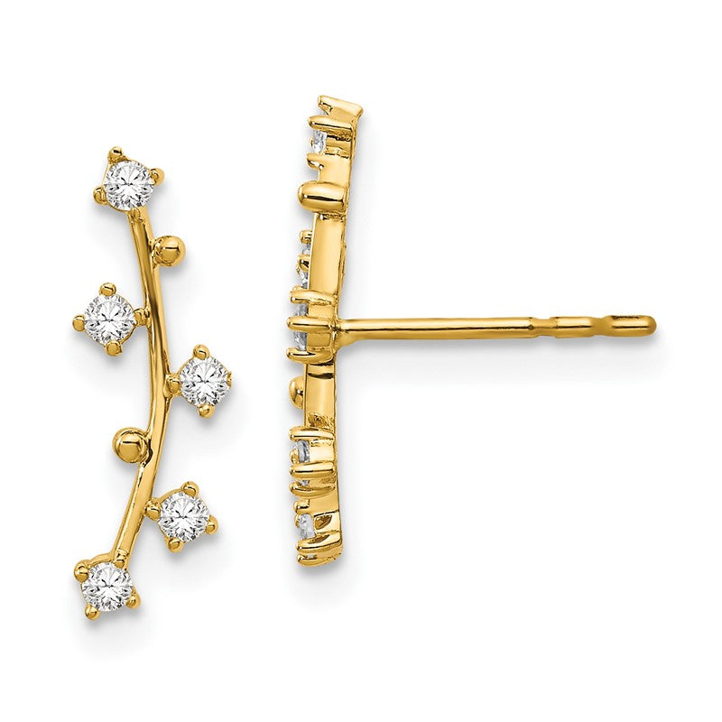 14k Polished Bar CZ Post Earrings YE1815