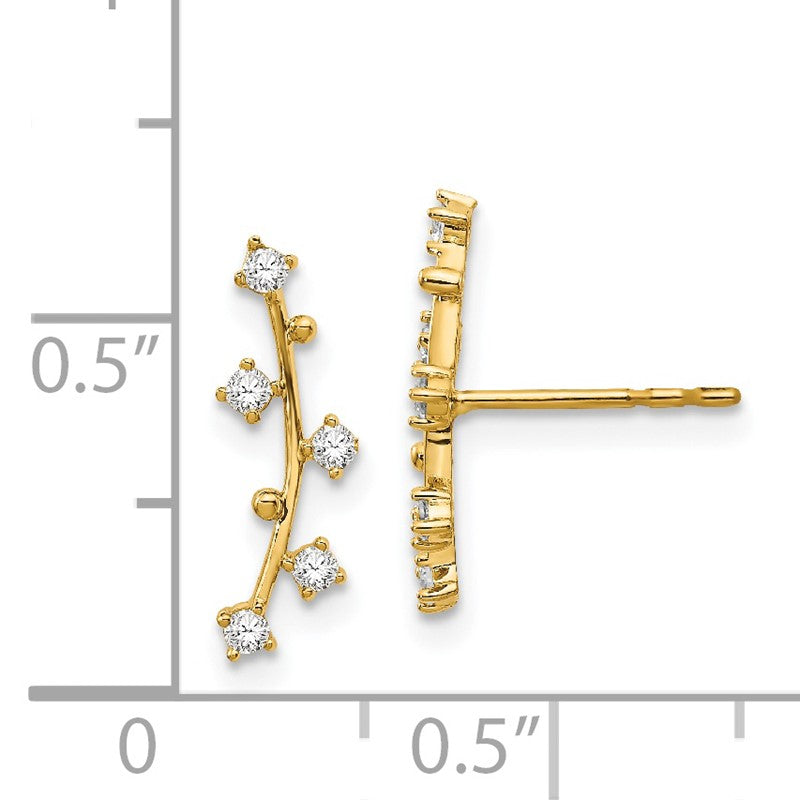 14k Polished Bar CZ Post Earrings YE1815