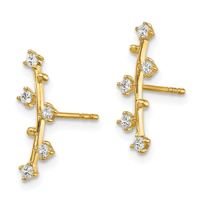 14k Polished Bar CZ Post Earrings YE1815