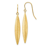 14k Brushed Pointed Oval Dangle French Hook Earrings TL1158