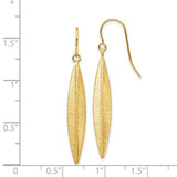 14k Brushed Pointed Oval Dangle French Hook Earrings TL1158