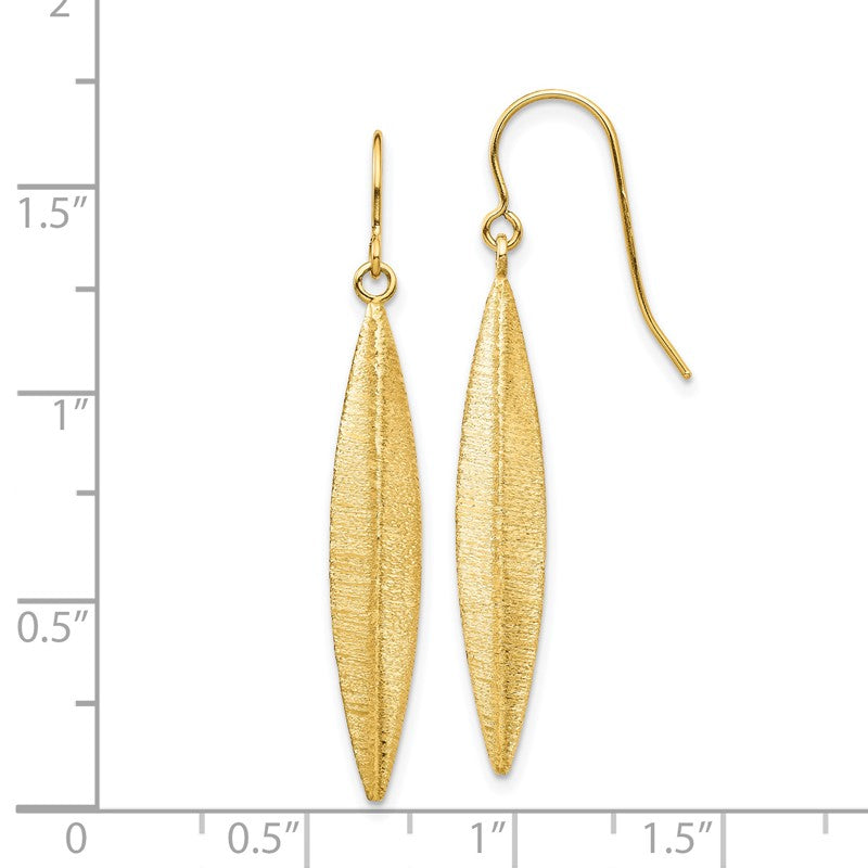 14k Brushed Pointed Oval Dangle French Hook Earrings TL1158