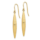 14k Brushed Pointed Oval Dangle French Hook Earrings TL1158
