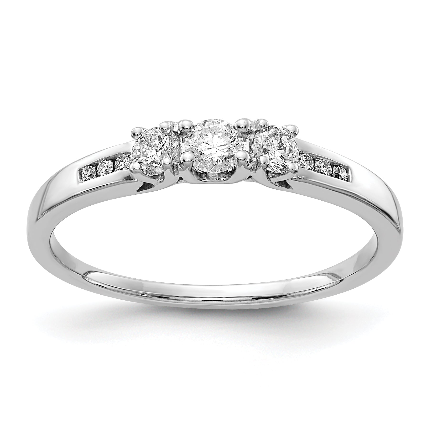 14k White Gold 3-Stone 1/4 carat Diamond Ring RM5645