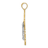 14K Tri-color Diamond-cut Filigree Crucifix Pendant D3645