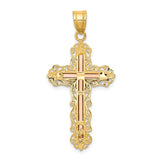 14K Tri-color Diamond-cut Filigree Crucifix Pendant D3645