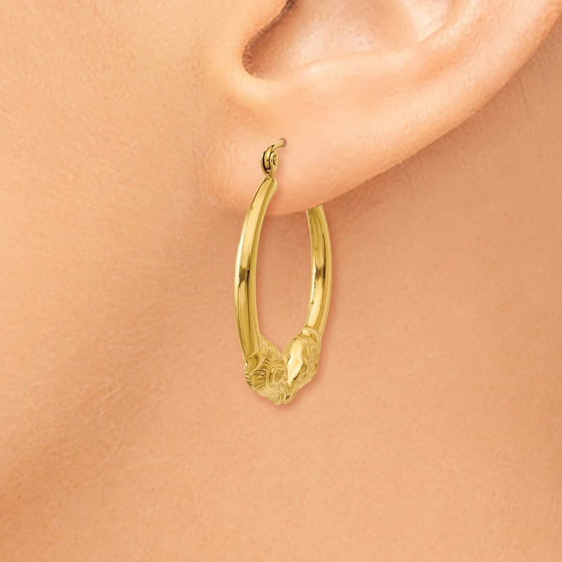 14k Polished Ram Hoop Earrings S1521