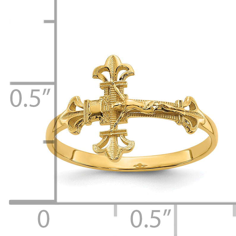 14K Diamond-cut Crucifix Ring K3969