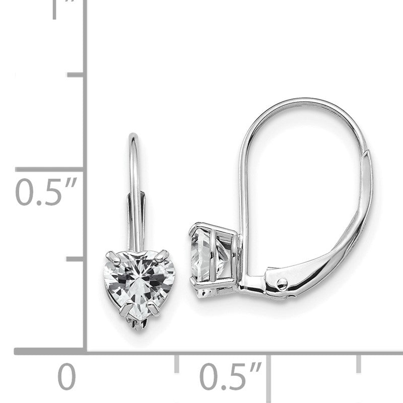 14k White Gold 5mm Heart Cubic Zirconia Leverback Earrings XLB120WCZ