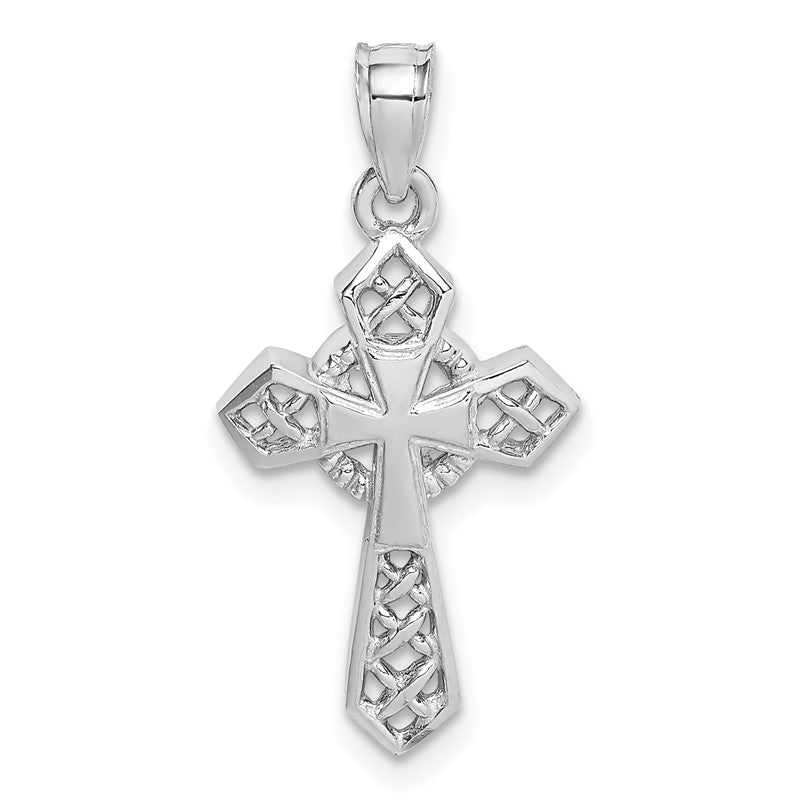 14K White Polished Celtic Cross Pendant D4655