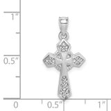 14K White Polished Celtic Cross Pendant D4655