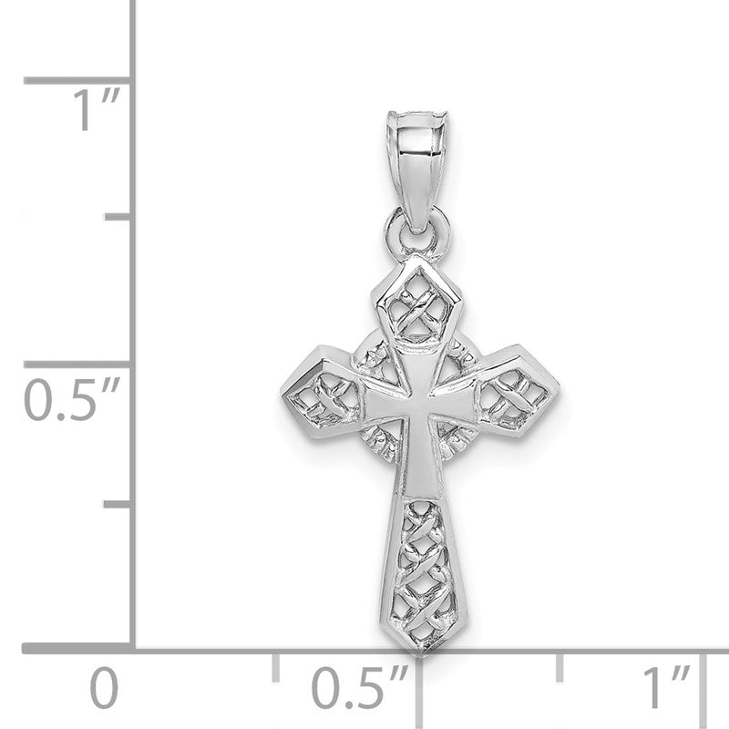 14K White Polished Celtic Cross Pendant D4655