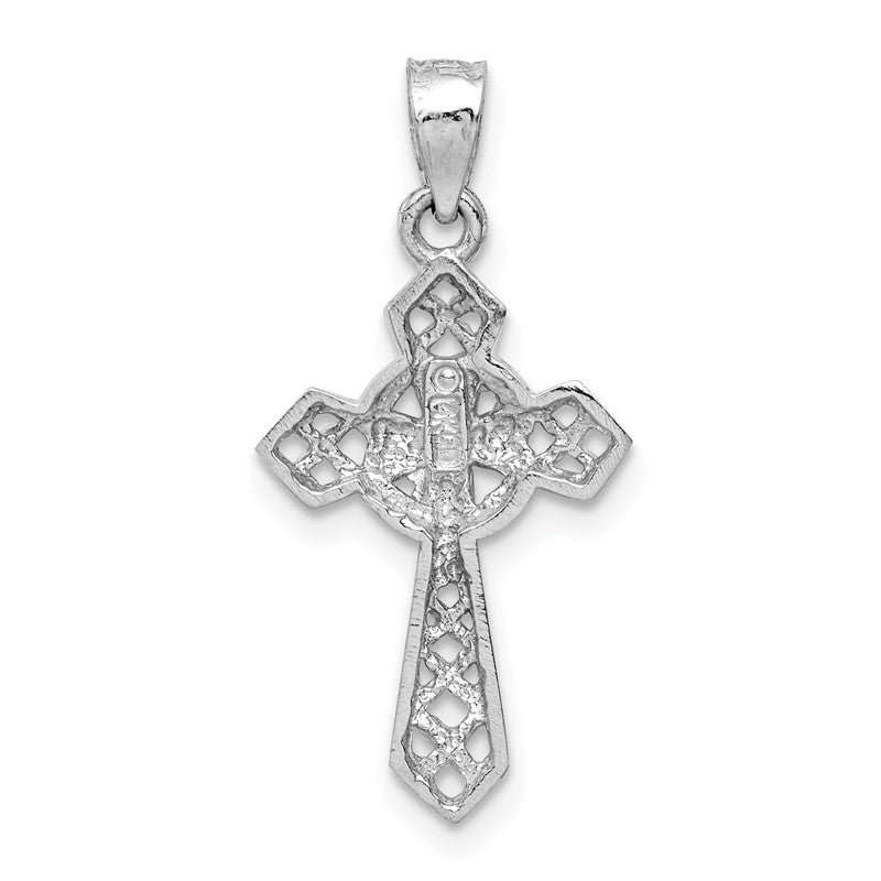 14K White Polished Celtic Cross Pendant D4655