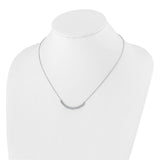 14k White Gold 1/4 carat Diamond Bezel-set Curved Bar 18 inch Necklace PM1005