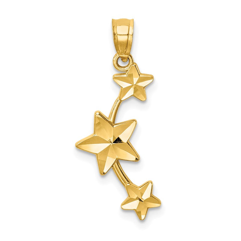 14K Diamond-cut Stars Pendant C4755