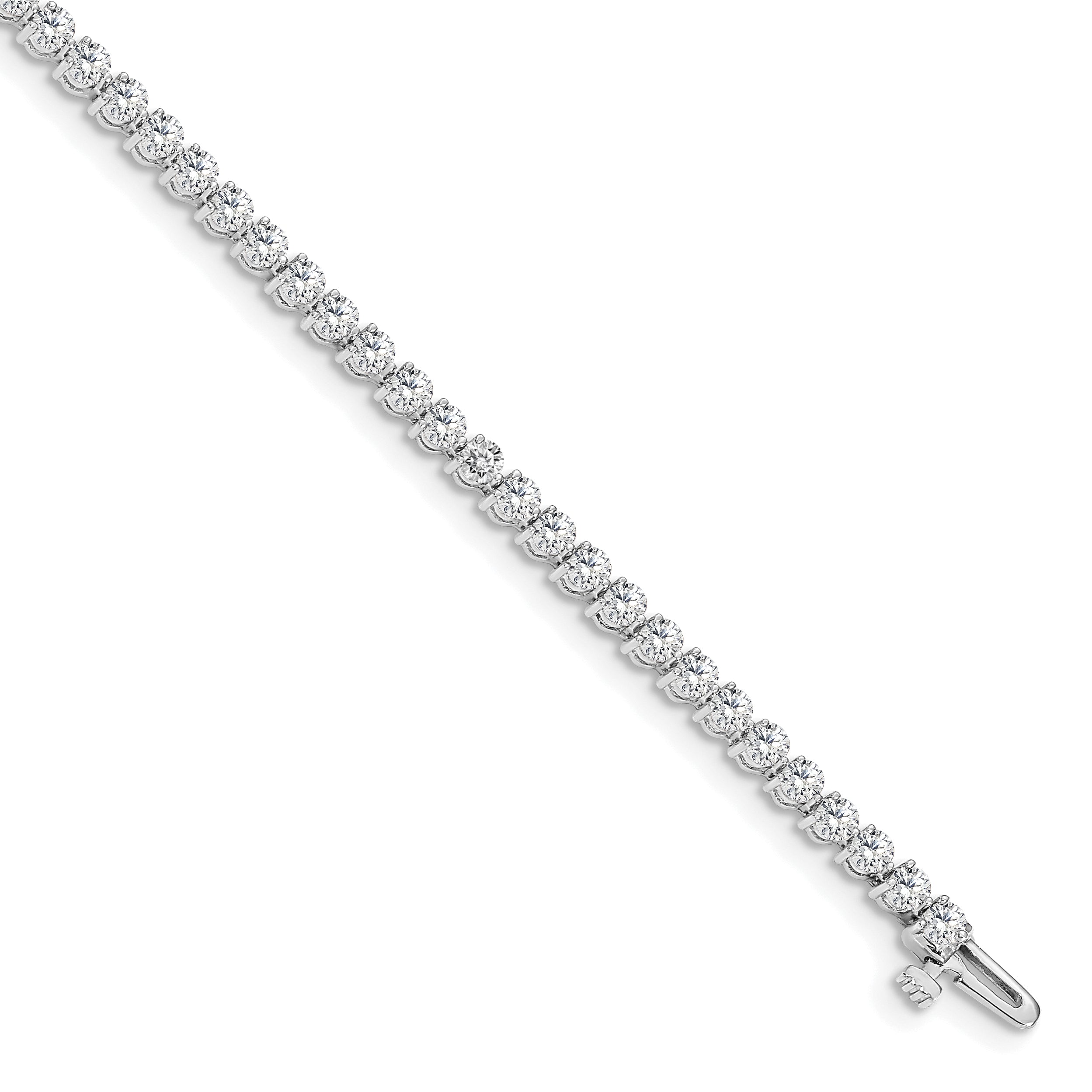 14k White Gold Complete 2.4 carat Round AAA Diamond 3-prong 7 inch Tennis Bracelet X2837WAAA