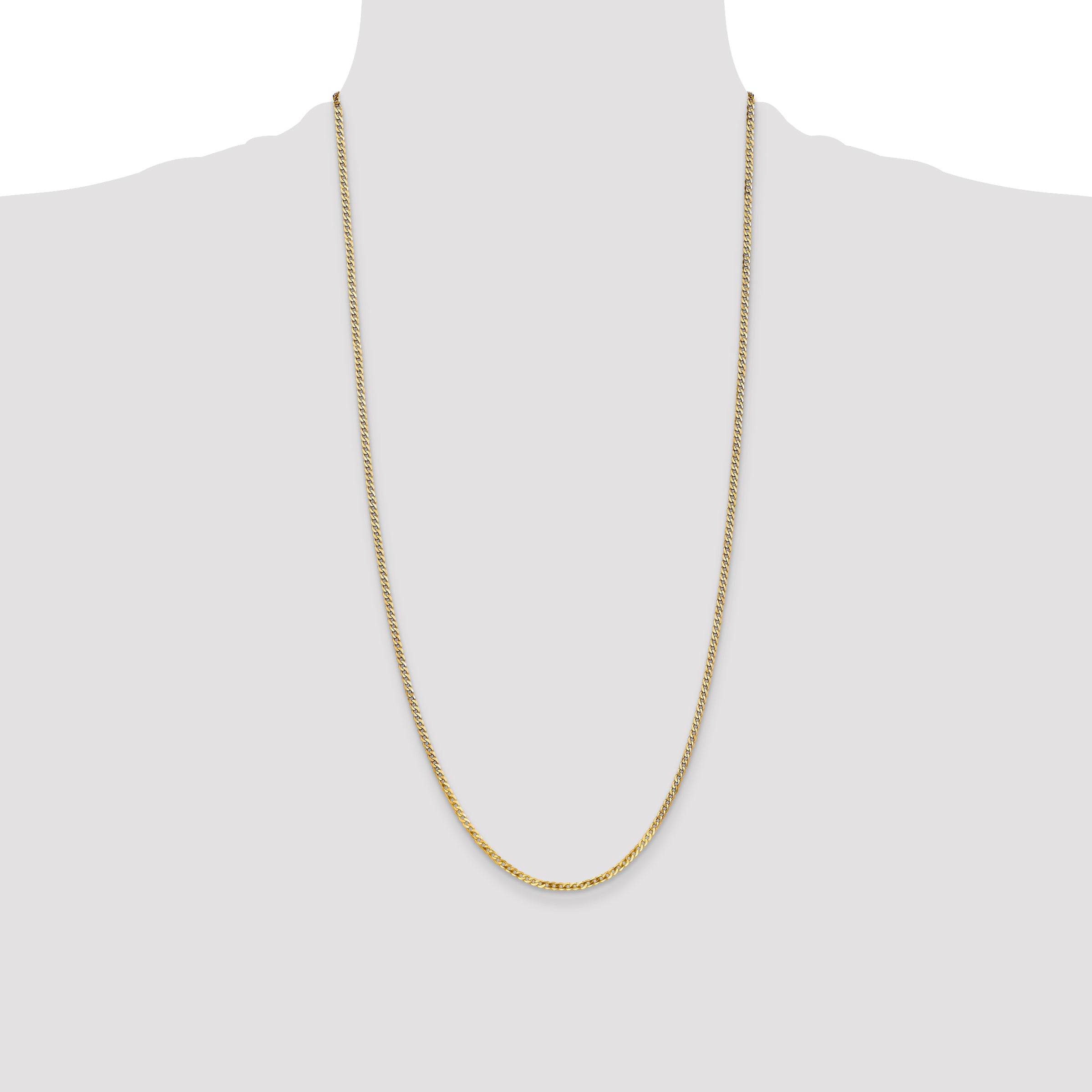 14K 10 inch 2.2mm Flat Beveled Curb with Lobster Clasp Anket FBU060